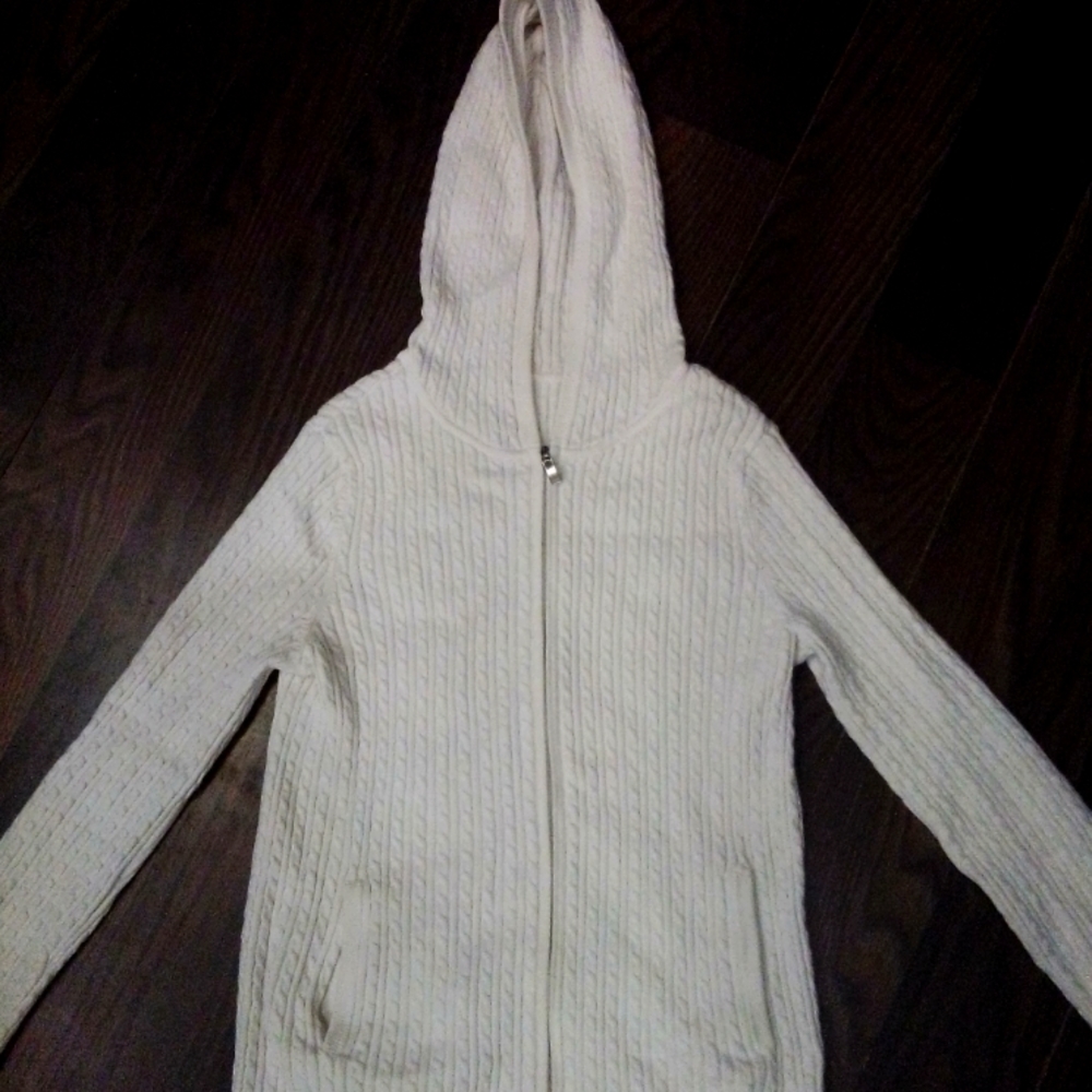 White zip up sweater